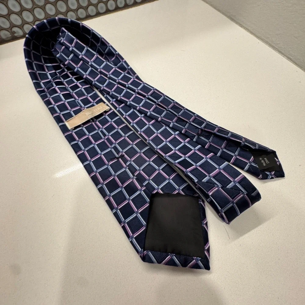 Michael Kors Tie Mens‎ Blue Pink Square Geometric 100% Silk Old Money Preppy